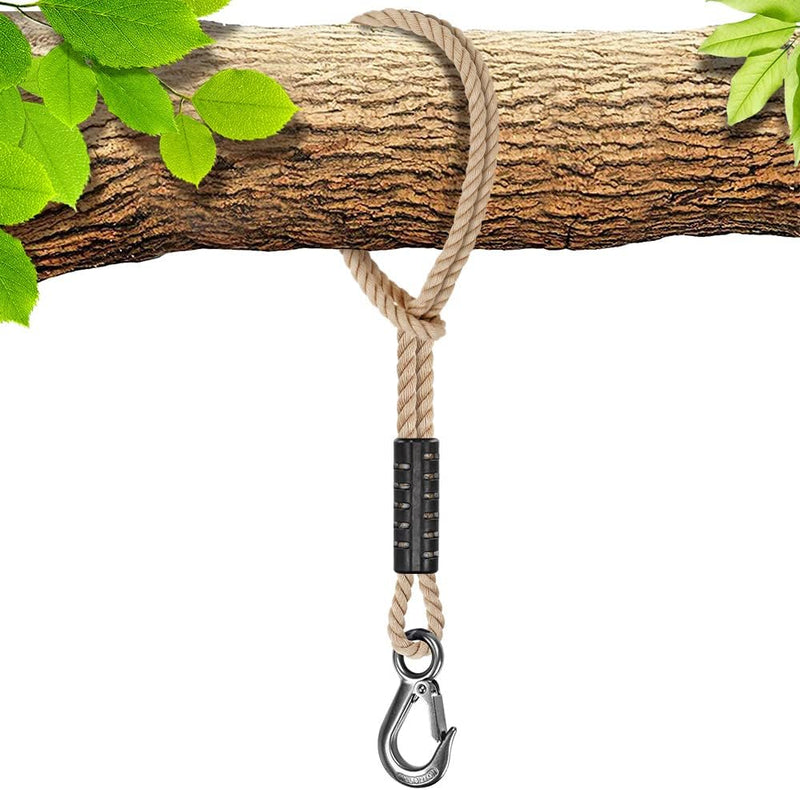 Chargez l'image dans la visionneuse de la galerie, Schommeltouw 50 cm van gevlochten polyester met roestvrijstalen ophanghaak – boomschommel – hangmatbevestiging - happygetfit.com
