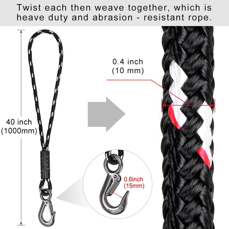 Chargez l'image dans la visionneuse de la galerie, Schommeltouw 50 cm van gevlochten polyester met roestvrijstalen ophanghaak – boomschommel – hangmatbevestiging - happygetfit.com
