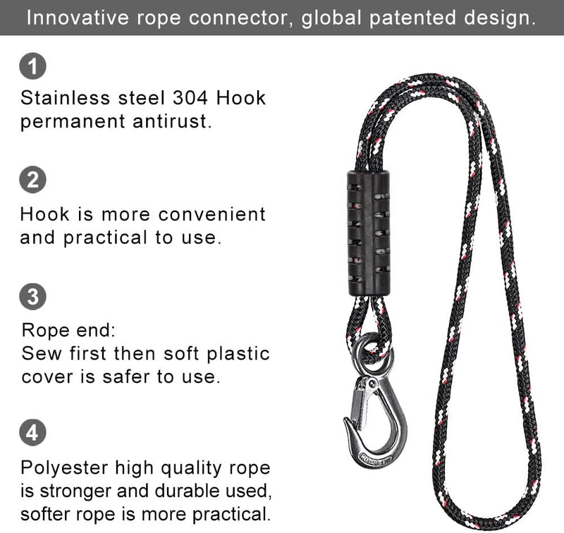 Chargez l'image dans la visionneuse de la galerie, Schommeltouw 50 cm van gevlochten polyester met roestvrijstalen ophanghaak – boomschommel – hangmatbevestiging - happygetfit.com
