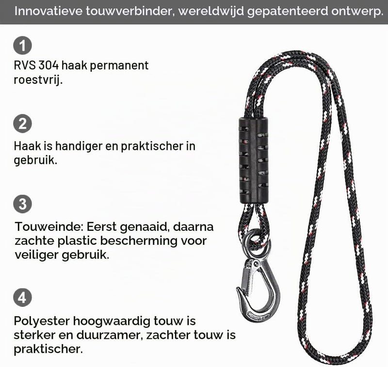Chargez l'image dans la visionneuse de la galerie, Schommeltouw 50 cm van gevlochten polyester met roestvrijstalen ophanghaak – boomschommel – hangmatbevestiging - happygetfit.com
