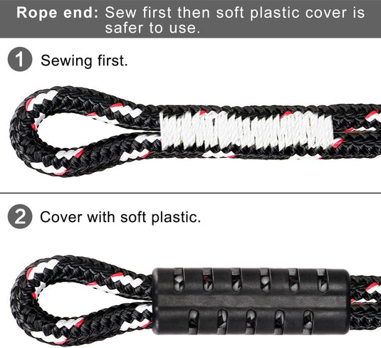 Schommeltouw 50 cm van gevlochten polyester met roestvrijstalen ophanghaak – boomschommel – hangmatbevestiging - happygetfit.com
