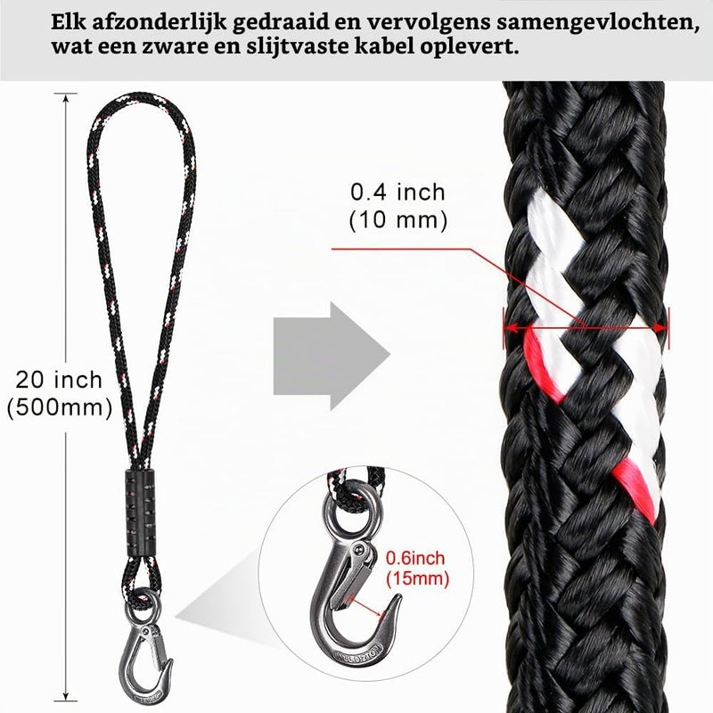 Chargez l'image dans la visionneuse de la galerie, Schommeltouw 50 cm van gevlochten polyester met roestvrijstalen ophanghaak – boomschommel – hangmatbevestiging - happygetfit.com
