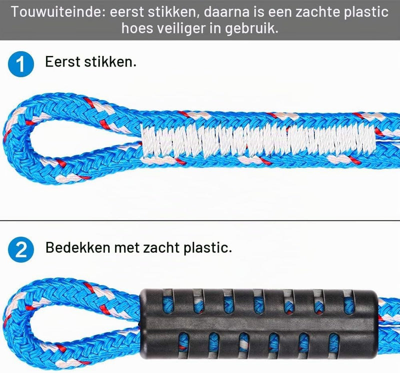 Chargez l'image dans la visionneuse de la galerie, Schommeltouw 50 cm van gevlochten polyester met roestvrijstalen ophanghaak – boomschommel – hangmatbevestiging - happygetfit.com
