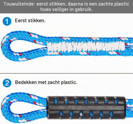 Schommeltouw 50 cm van gevlochten polyester met roestvrijstalen ophanghaak – boomschommel – hangmatbevestiging - happygetfit.com