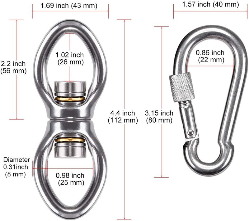 Chargez l'image dans la visionneuse de la galerie, Schommelwartel 360° draaibaar – rvs ophangbeugel met lager voor hangstoel, yogaschommel, klimtouw en hangmat - happygetfit.com
