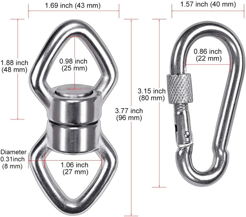 Chargez l'image dans la visionneuse de la galerie, Schommelwartel 360° draaibaar – rvs ophangbeugel met lager voor hangstoel, yogaschommel, klimtouw en hangmat - happygetfit.com
