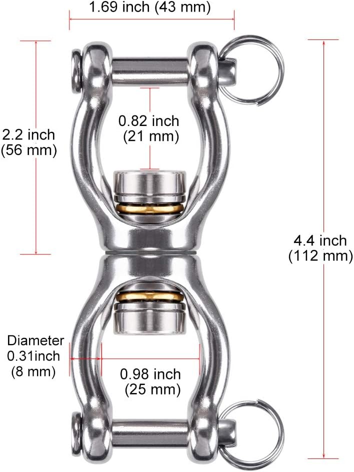 Chargez l'image dans la visionneuse de la galerie, Schommelwartel 360° draaibaar – rvs ophangbeugel met lager voor hangstoel, yogaschommel, klimtouw en hangmat - happygetfit.com
