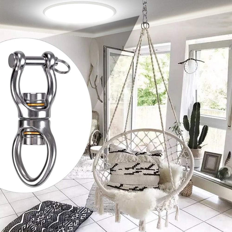 Chargez l'image dans la visionneuse de la galerie, Schommelwartel 360° draaibaar – rvs ophangbeugel met lager voor hangstoel, yogaschommel, klimtouw en hangmat - happygetfit.com
