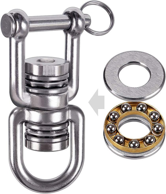 Schommelwartel 360° draaibaar – rvs ophangbeugel met lager voor hangstoel, yogaschommel, klimtouw en hangmat - happygetfit.com