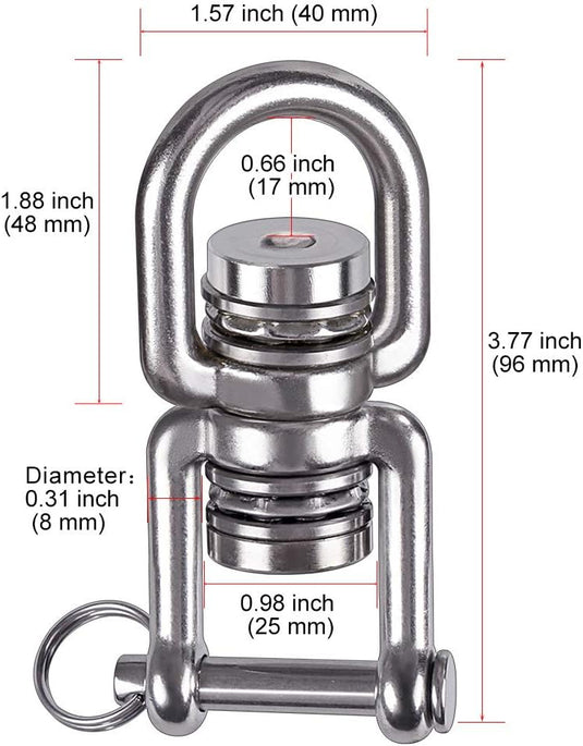 Schommelwartel 360° draaibaar – rvs ophangbeugel met lager voor hangstoel, yogaschommel, klimtouw en hangmat - happygetfit.com