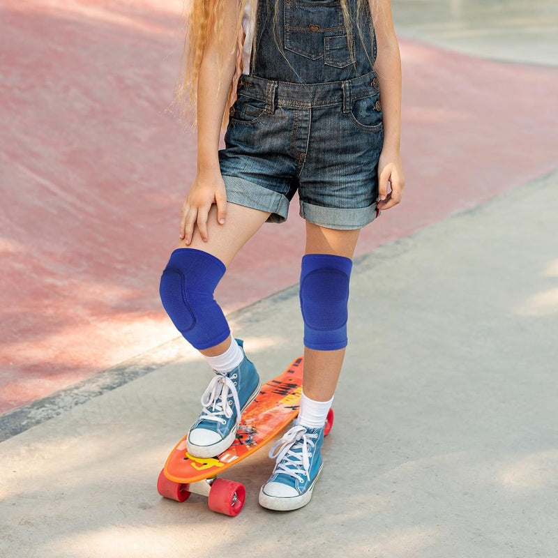 Load image into Gallery viewer, Sibba Kids Knee Pad, Breathable Elastic Knee Brace, Anti-Slip Padded Sponge Knee Protector for Volleyball Basketball Football (Blue) - happygetfit.com
