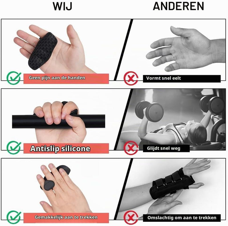 Charger l’image dans la visionneuse de galerie, Siliconen fitness grips voor gewichtheffen met antislip oppervlak en handpalmbescherming – deadlift grips – krachttrainingsaccessoires - happygetfit.com
