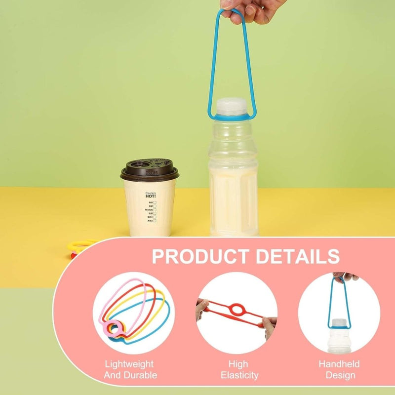 Chargez l'image dans la visionneuse de la galerie, Siliconen fleshouders 5 stuks met draaglus – waterfles handgrepen – drinkfles draagriemen voor wandelen en sporten - happygetfit.com
