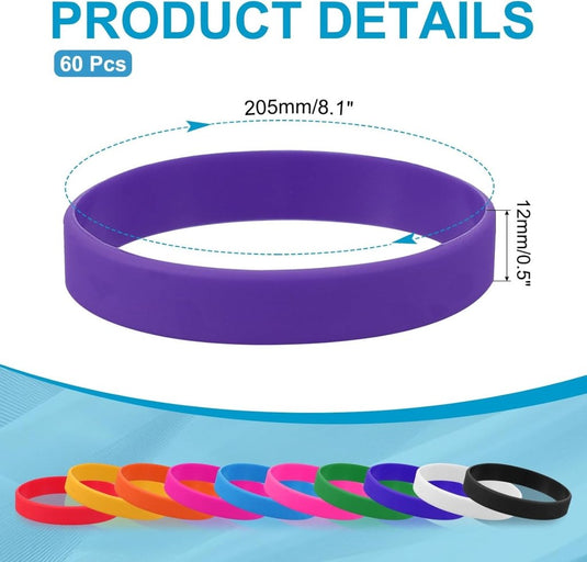 Siliconen sport polsbandjes 205x12 mm (60 stuks) - Elastische rubberen armbanden - Event & sportpolsbandjes - happygetfit.com