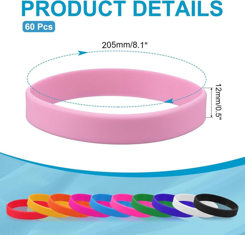 Laad afbeelding in Galerijviewer, Siliconen sport polsbandjes 205x12 mm (60 stuks) - Elastische rubberen armbanden - Event &amp; sportpolsbandjes - happygetfit.com
