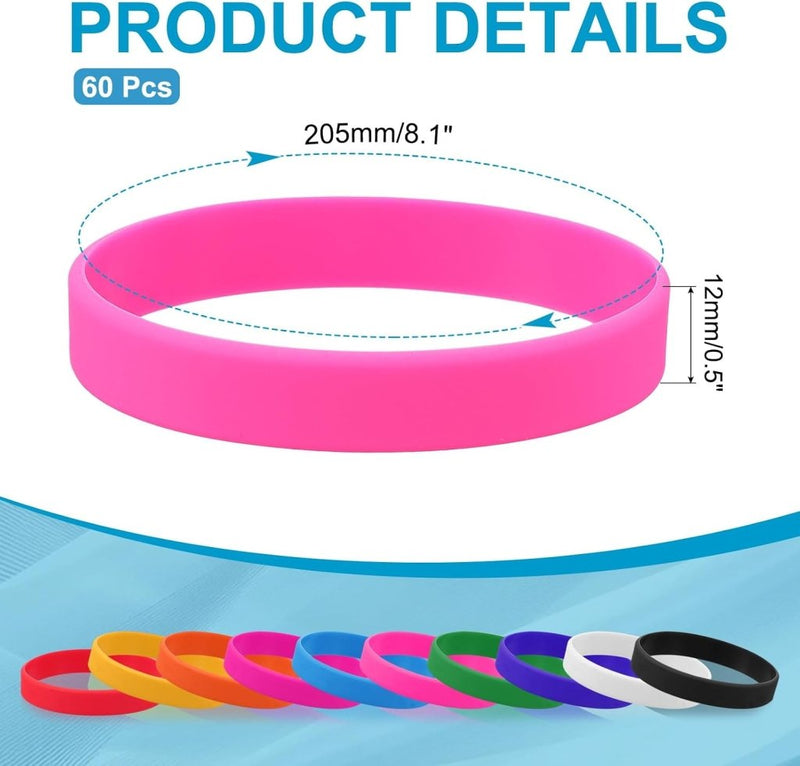 Laad afbeelding in Galerijviewer, Siliconen sport polsbandjes 205x12 mm (60 stuks) - Elastische rubberen armbanden - Event &amp; sportpolsbandjes - happygetfit.com
