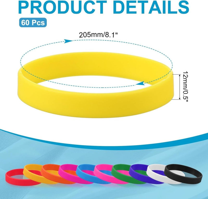 Laad afbeelding in Galerijviewer, Siliconen sport polsbandjes 205x12 mm (60 stuks) - Elastische rubberen armbanden - Event &amp; sportpolsbandjes - happygetfit.com
