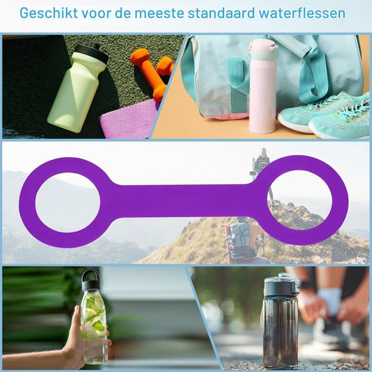Siliconen waterfles draaggreep (2 stuks) - Antislip fleshouder riem - Fles draagriem 500-1000 ml - happygetfit.com
