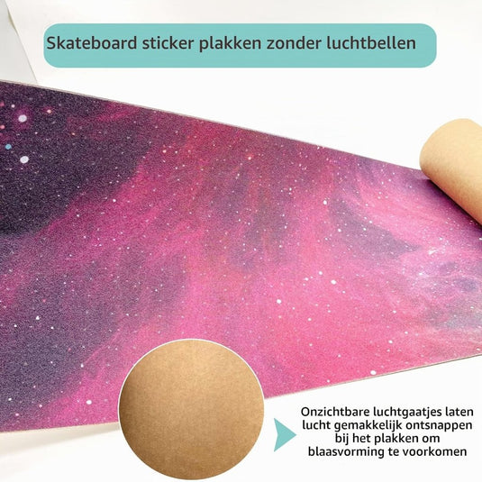 Skateboard griptape 84 x 23 cm waterdicht en luchtbelvrij – antislip longboard grip tape - happygetfit.com