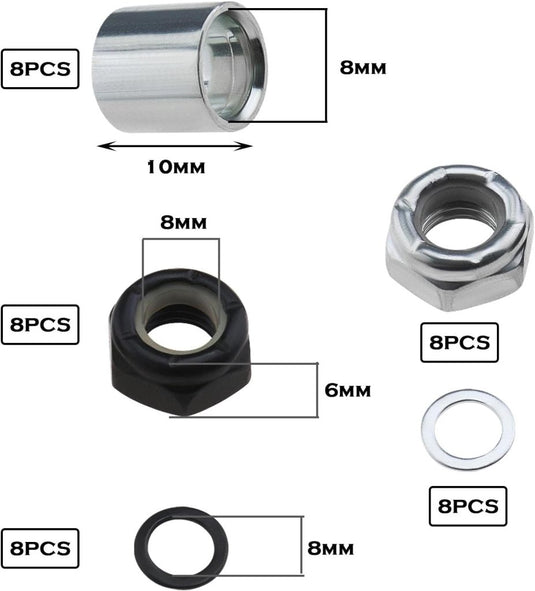 Skateboard truck rebuild kit 32-delig zwart zilver - happygetfit.com