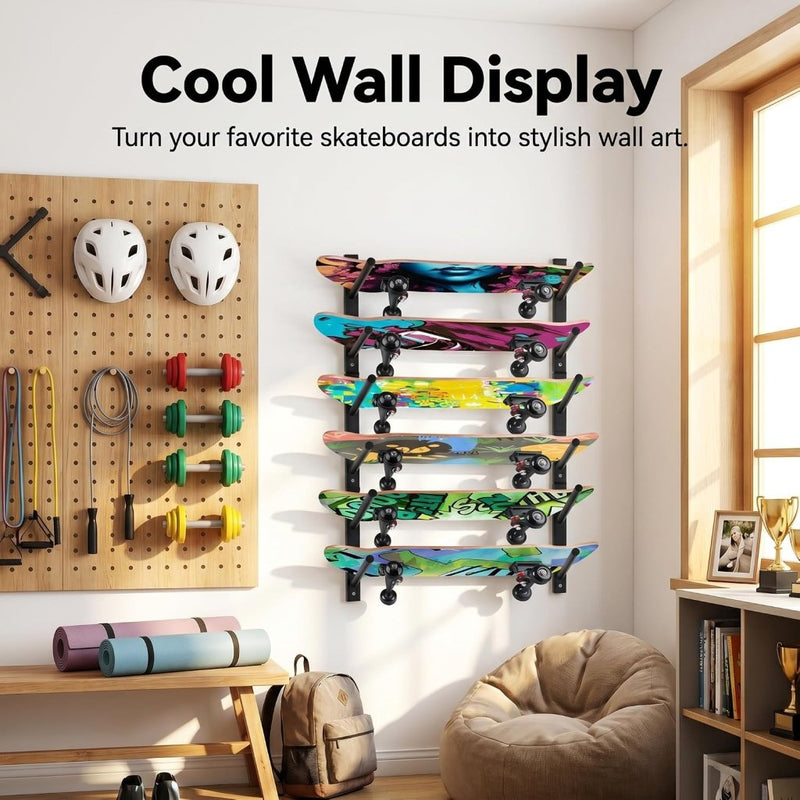 Laad afbeelding in Galerijviewer, Skateboard wandhouder horizontaal zwart - happygetfit.com
