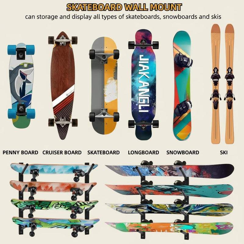 Laad afbeelding in Galerijviewer, Skateboard wandhouder horizontaal zwart - happygetfit.com
