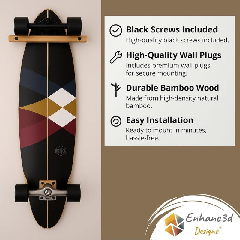 Load image into Gallery viewer, Skateboard wandhouder van bamboe voor skateboard longboard en snowboard – verticale boardhouder - happygetfit.com
