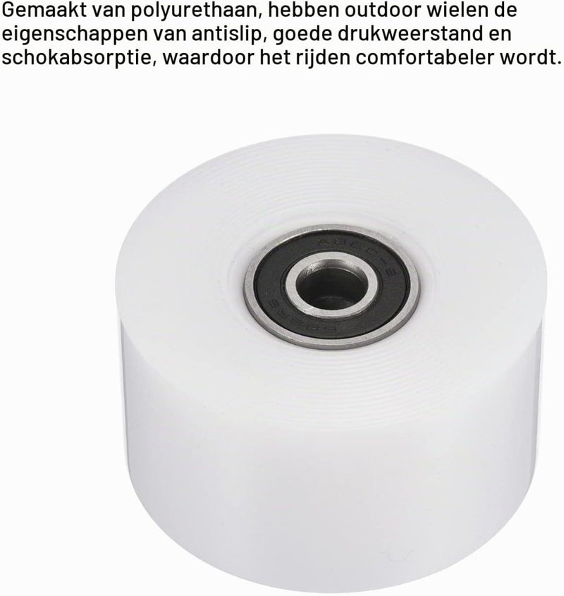 Laden Sie das Bild in Galerie -Viewer, Skateboard wielen 4 stuks 55 mm 80A wit met ABEC-9 lagers – cruiser wielen – skateboard accessoires - happygetfit.com
