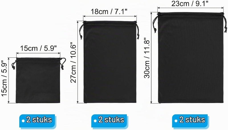 Chargez l'image dans la visionneuse de la galerie, Skibril opbergzakken 6 stuks van microvezel met trekkoord – beschermhoesjes – ski snowboard accessoires - happygetfit.com

