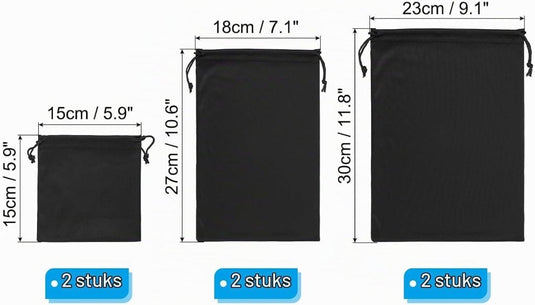 Skibril opbergzakken 6 stuks van microvezel met trekkoord – beschermhoesjes – ski snowboard accessoires - happygetfit.com