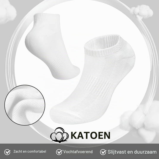 Sneakersokken 8 paar voor dames en heren van ademend katoen met verstevigde hiel en teen – sportsokken – enkelsokken - happygetfit.com
