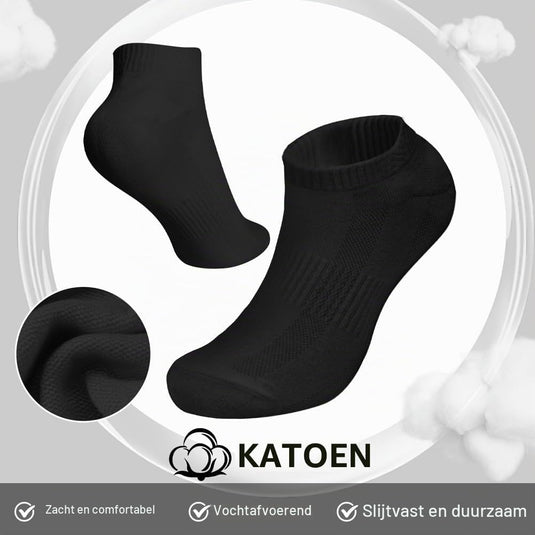 Sneakersokken 8 paar voor dames en heren van ademend katoen met verstevigde hiel en teen – sportsokken – enkelsokken - happygetfit.com