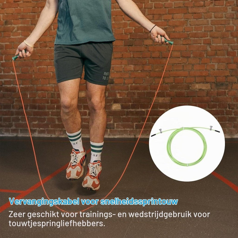 Load image in Gallery Viewer, Speed jump rope vervangingskabel 3 meter x 2,5 mm lichtgroen – springtouw kabel – fitness accessoires - happygetfit.com
