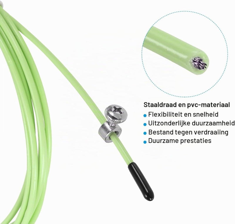 Load image in Gallery Viewer, Speed jump rope vervangingskabel 3 meter x 2,5 mm lichtgroen – springtouw kabel – fitness accessoires - happygetfit.com

