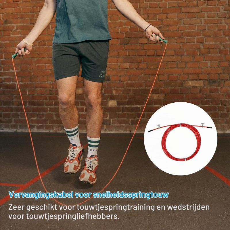 Laden Sie das Bild in Galerie -Viewer, Speed jump rope vervangingskabel 3 meter x 2,5 mm rood – springtouw kabel – fitness accessoires - happygetfit.com
