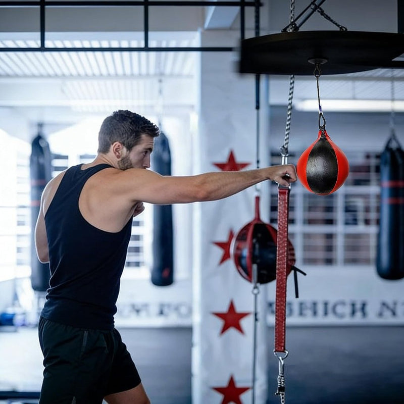 Laden Sie das Bild in Galerie -Viewer, Speed Punch Bag, Leather Speed Ball, Hanging Boxing Punching Ball, Boksballen voor Gym MMA Boksen Sport Punch Bag Volwassen, Double End Boksen Punchingball, Training Speedball Set - happygetfit.com
