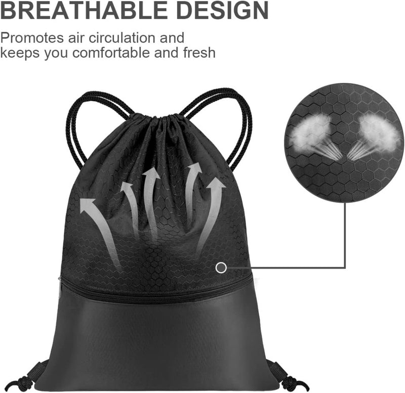 Charger l’image dans la visionneuse de galerie, Sport rugzak met trekkoord 41 x 33,5 cm van slijtvast Oxford met gaasvak en hoofdtelefoonopening – zwemtas – gymrugzak - happygetfit.com
