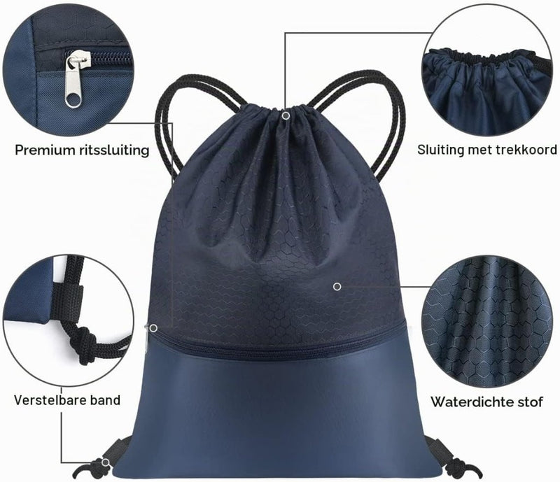 Charger l’image dans la visionneuse de galerie, Sport rugzak met trekkoord 41 x 33,5 cm van slijtvast Oxford met gaasvak en hoofdtelefoonopening – zwemtas – gymrugzak - happygetfit.com
