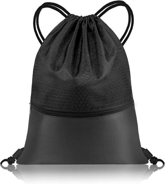 Sport rugzak met trekkoord 41 x 33,5 cm van slijtvast Oxford met gaasvak en hoofdtelefoonopening – zwemtas – gymrugzak - happygetfit.com