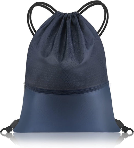 Sport rugzak met trekkoord 41 x 33,5 cm van slijtvast Oxford met gaasvak en hoofdtelefoonopening – zwemtas – gymrugzak - happygetfit.com