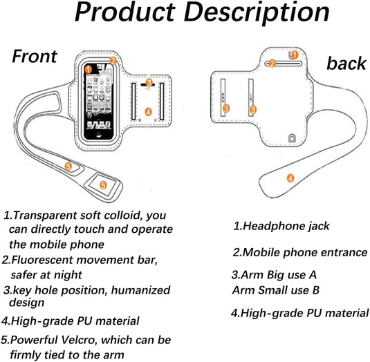 Sportarmband, universeel, verstelbaar, hardlopen, armband, smartphone hardlopen, compatibel met telefoon tot 16,5 cm, voor joggen, fitnessstudio, fietsen, wandelen - happygetfit.com