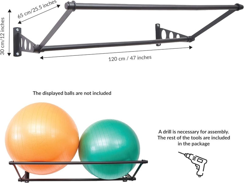 Laad afbeelding in Galerijviewer, Sportbal wandhouder voor fitnessballen mat zwart - happygetfit.com
