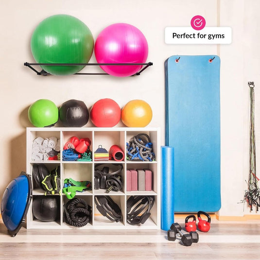 Sportbal wandhouder voor fitnessballen mat zwart - happygetfit.com