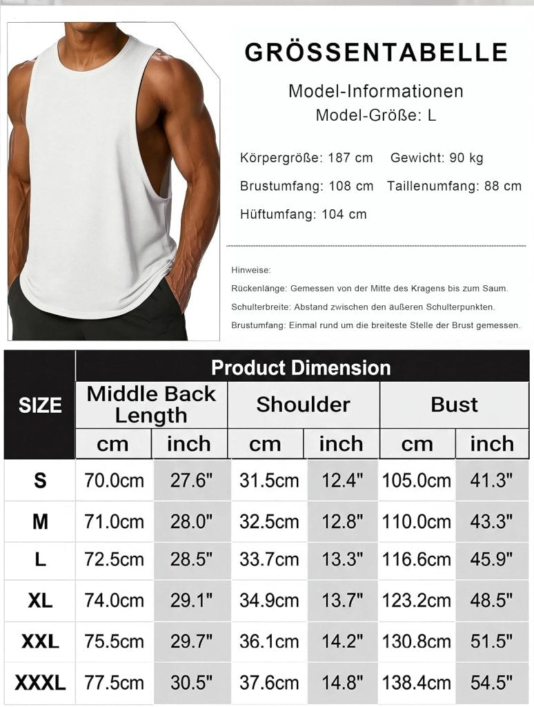 Carica immagine in Galleria Viewer, Sportieve tanktop heren van polyester en katoen met ronde hals en brede armsgaten – fitness tanktop – bodybuilding kleding - happygetfit.com
