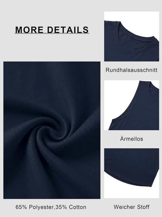 Sportieve tanktop heren van polyester en katoen met ronde hals en brede armsgaten – fitness tanktop – bodybuilding kleding - happygetfit.com