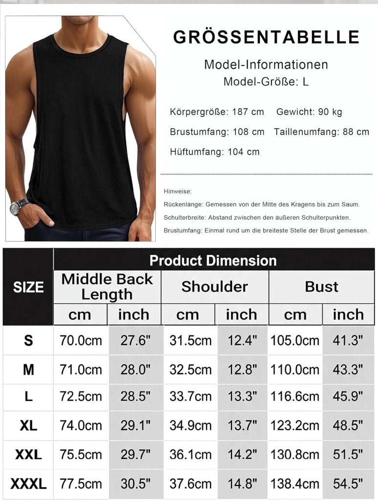 Carica immagine in Galleria Viewer, Sportieve tanktop heren van polyester en katoen met ronde hals en brede armsgaten – fitness tanktop – bodybuilding kleding - happygetfit.com
