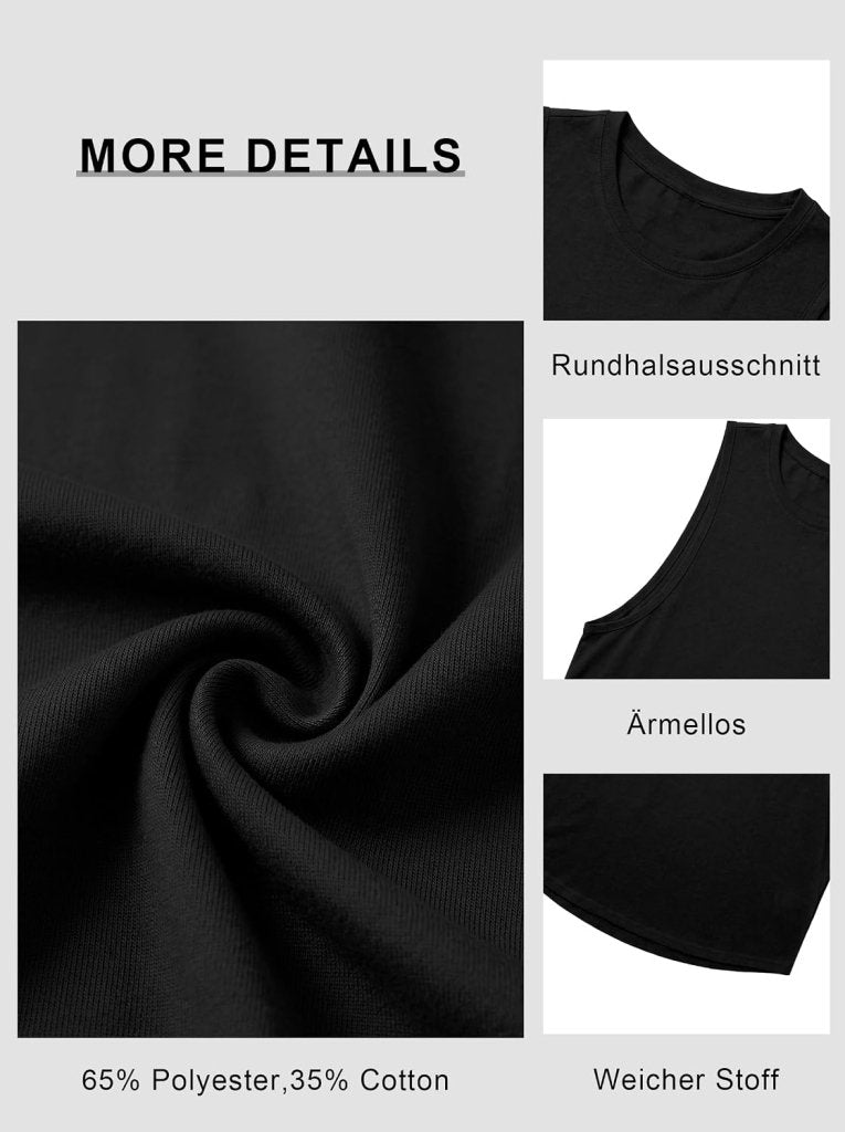 Carica immagine in Galleria Viewer, Sportieve tanktop heren van polyester en katoen met ronde hals en brede armsgaten – fitness tanktop – bodybuilding kleding - happygetfit.com
