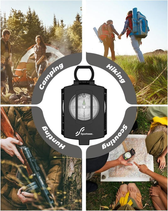 Sportneer Kompas Wandelen Kompas Navigatie, Waterdicht Schokbestendig Militair Kompas Voor Wandelen Klimmen Fietsen Verkennen Geologie Outdoor Activiteiten - happygetfit.com
