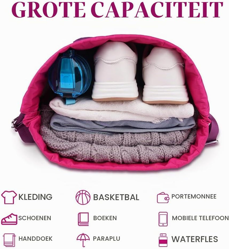 Load image in Gallery Viewer, Sportrugzak met trekkoord 20 liter met waterbestendige vakken en verstelbare schouderbanden voor zwemmen en fitness – gymtas – zwemrugzak - happygetfit.com
