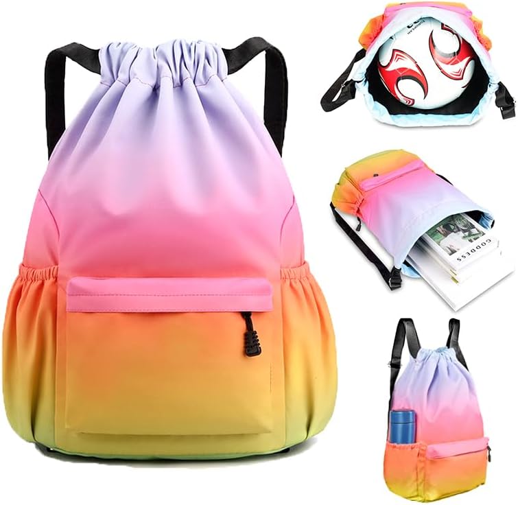 Load image in Gallery Viewer, Sportrugzak met trekkoord 20 liter met waterbestendige vakken en verstelbare schouderbanden voor zwemmen en fitness – gymtas – zwemrugzak - happygetfit.com
